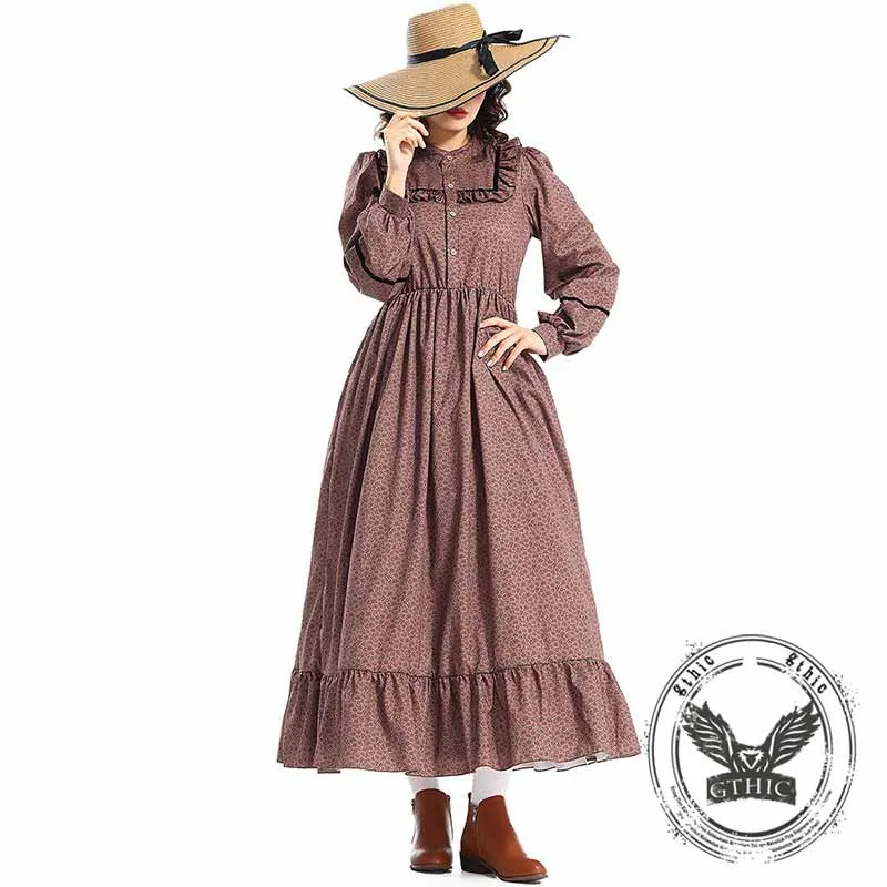 Victorian Medieval Pastoral Floral Brown Dress sold by GTHIC product image thumbnail 5