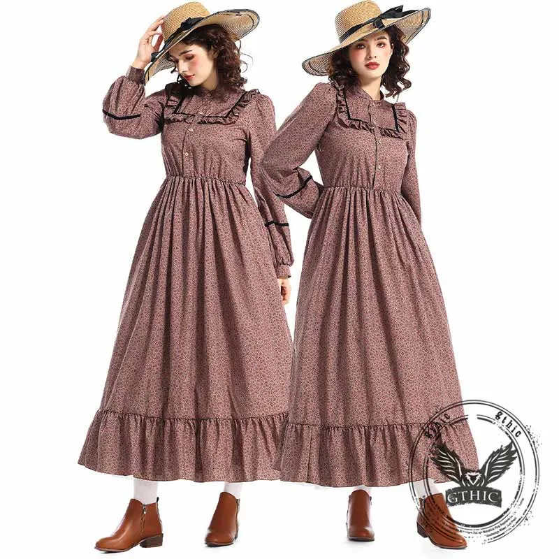 Victorian Medieval Pastoral Floral Brown Dress sold by GTHIC product image thumbnail 3