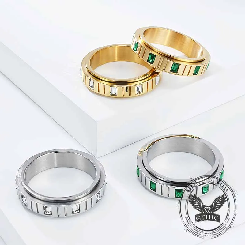 Minimalist Zircon Inlaid Stainless Steel Spinner Ring sold by GTHIC
