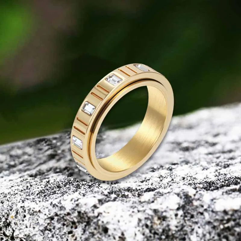 Minimalist Zircon Inlaid Stainless Steel Spinner Ring sold by GTHIC product image thumbnail 5