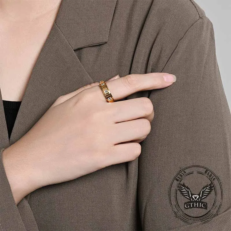 Minimalist Zircon Inlaid Stainless Steel Spinner Ring sold by GTHIC product image thumbnail 2