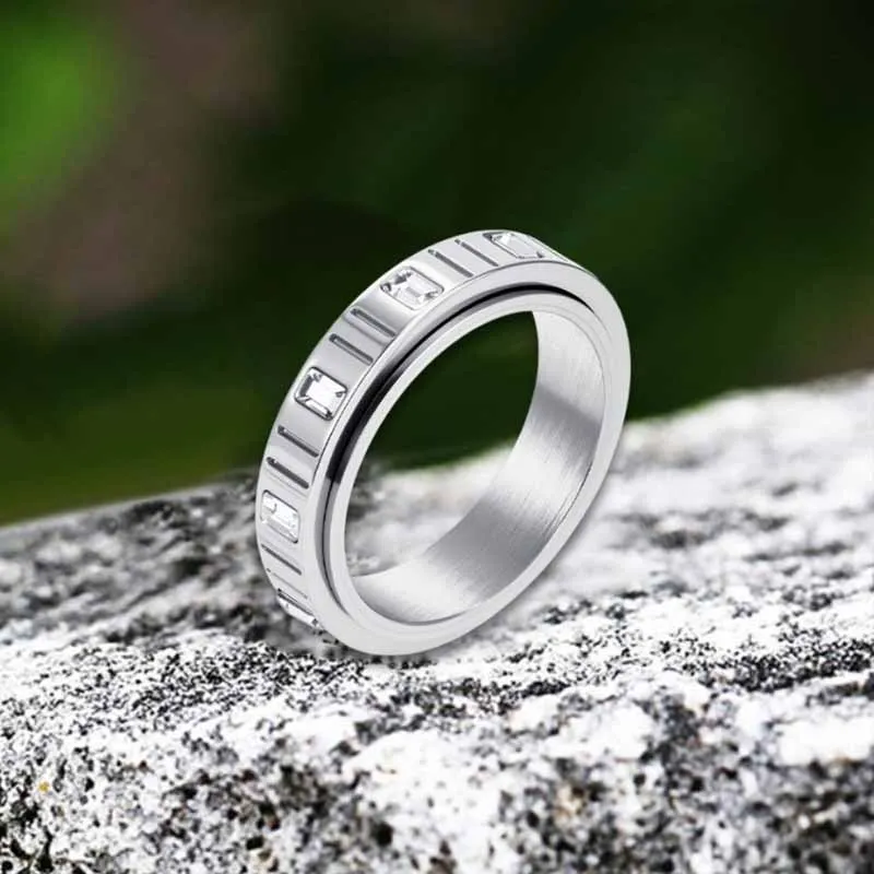 Minimalist Zircon Inlaid Stainless Steel Spinner Ring sold by GTHIC product image thumbnail 3