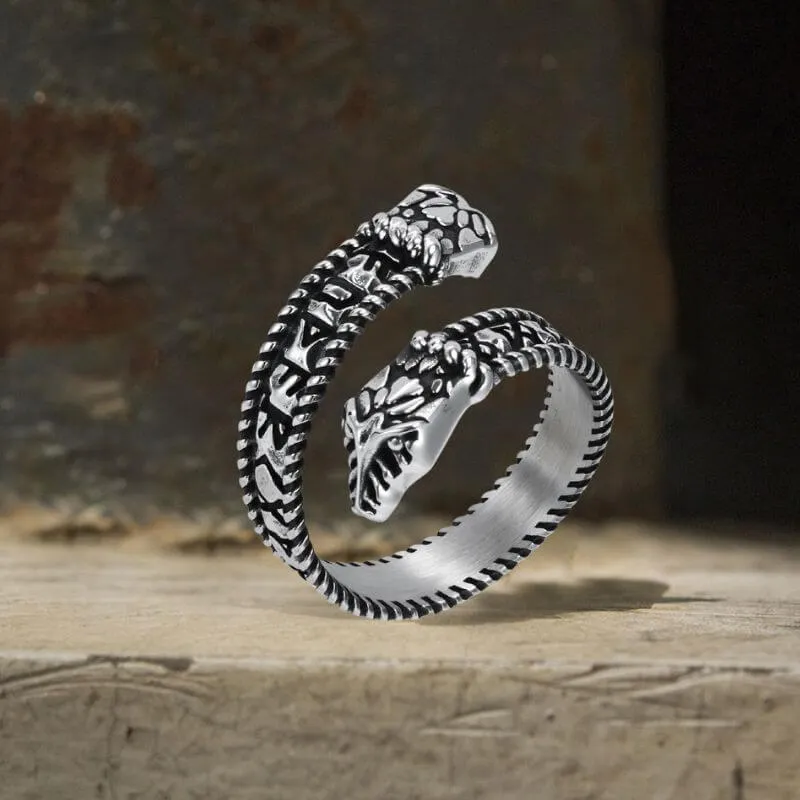 Nordic Two-Headed Snake Stainless Steel Viking Open Ring sold by GTHIC product image thumbnail 3