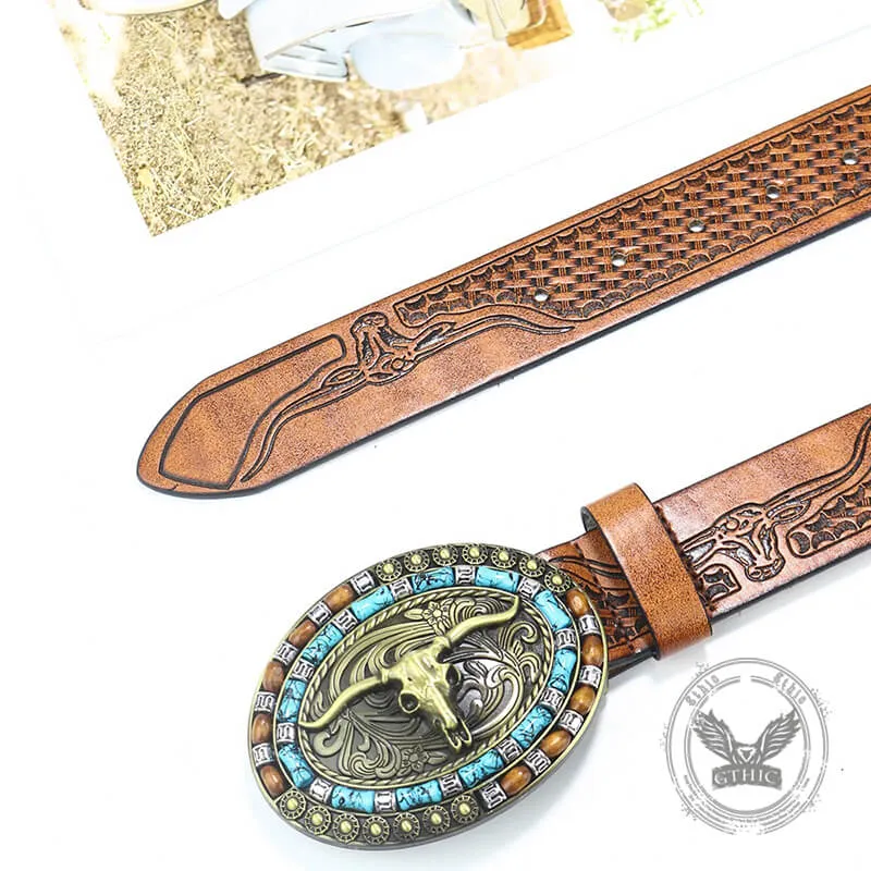 Vintage Bull Head Western Cowboy PU Leather Belt sold by GTHIC product image thumbnail 3