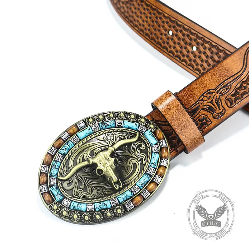 Vintage Bull Head Western Cowboy PU Leather Belt sold by GTHIC product image thumbnail 5