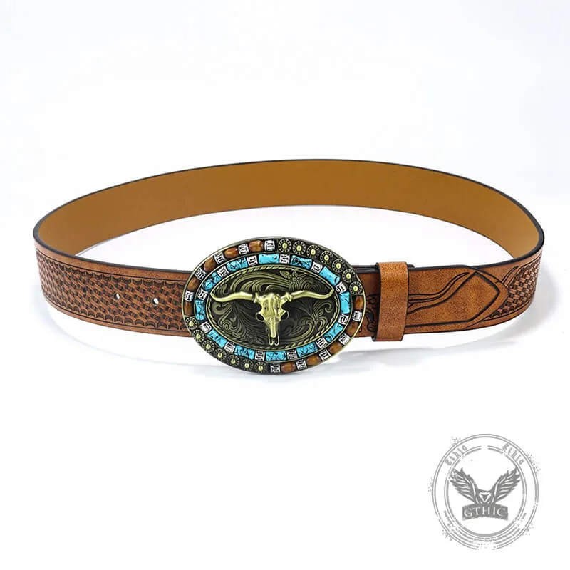 Vintage Bull Head Western Cowboy PU Leather Belt sold by GTHIC product image thumbnail 2