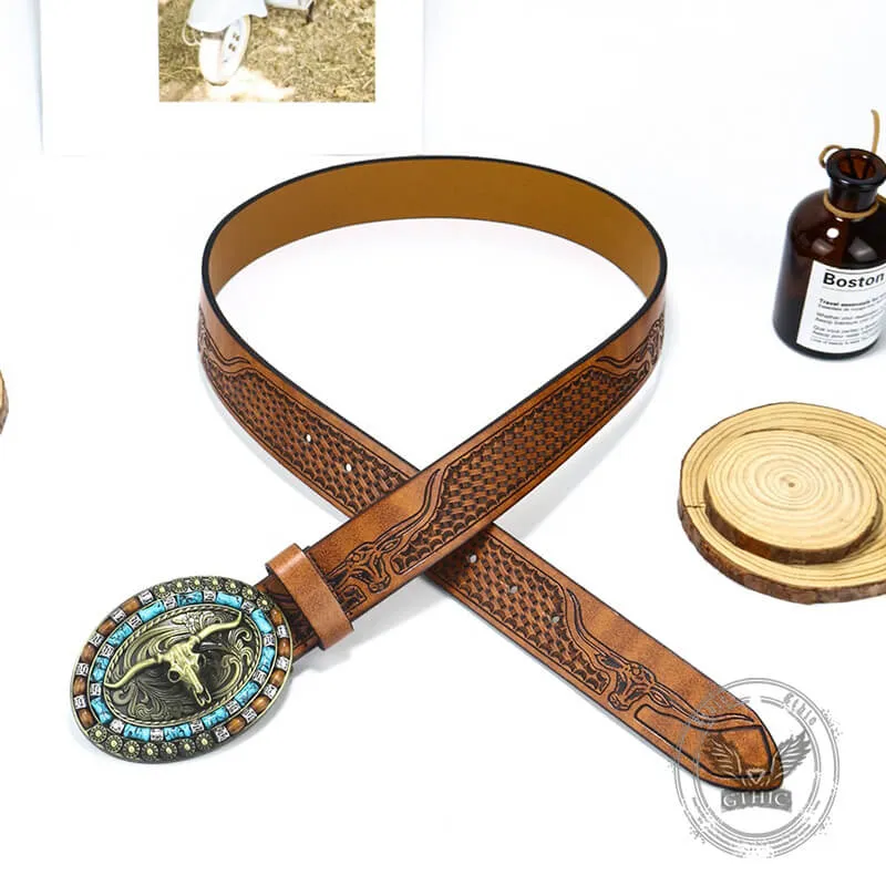 Vintage Bull Head Western Cowboy PU Leather Belt sold by GTHIC product image thumbnail 4