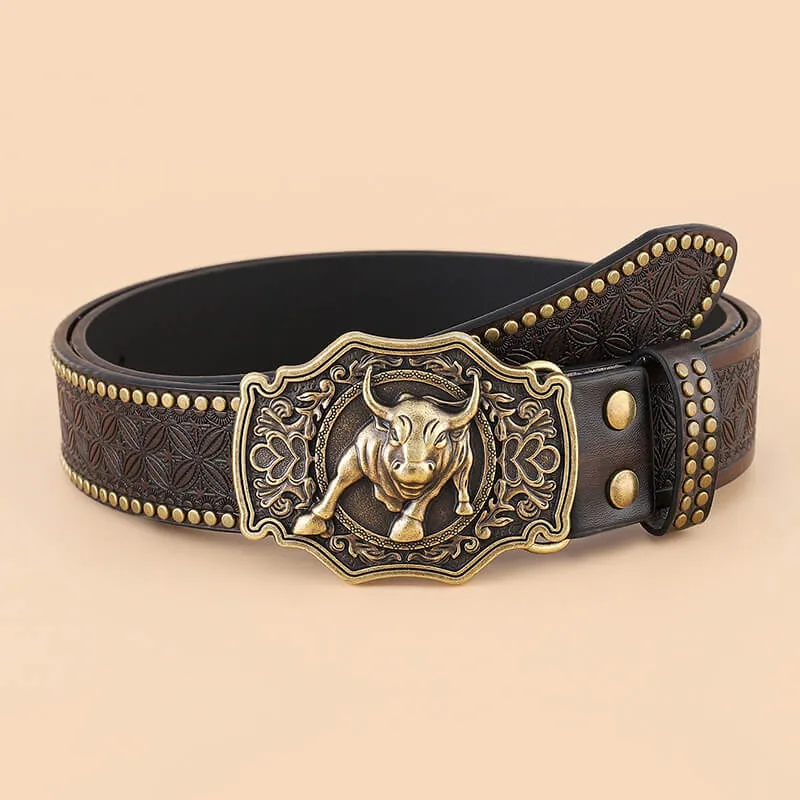 Punk Western Cowboy Wild Bull PU Leather Belt sold by GTHIC