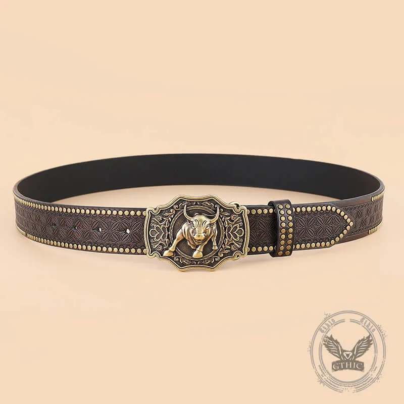 Punk Western Cowboy Wild Bull PU Leather Belt sold by GTHIC product image thumbnail 4