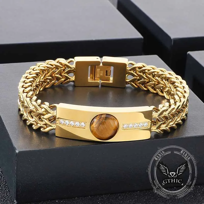 Vintage Tiger Eye Diamond-Set Stainless Steel Bracelet sold by GTHIC product image thumbnail 3