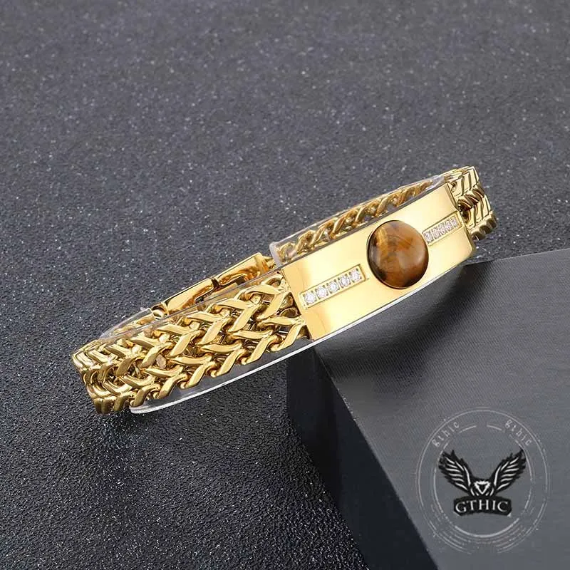 Vintage Tiger Eye Diamond-Set Stainless Steel Bracelet sold by GTHIC product image thumbnail 4