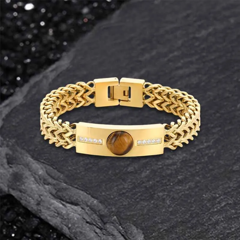 Vintage Tiger Eye Diamond-Set Stainless Steel Bracelet sold by GTHIC product image thumbnail 5