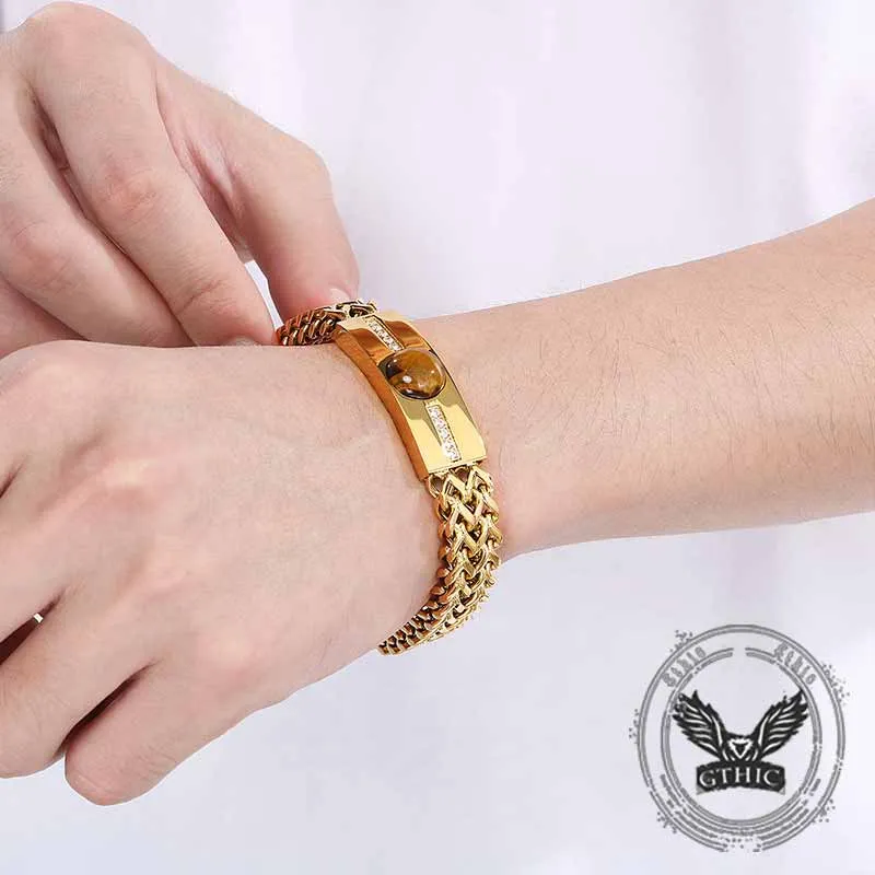 Vintage Tiger Eye Diamond-Set Stainless Steel Bracelet sold by GTHIC product image thumbnail 2