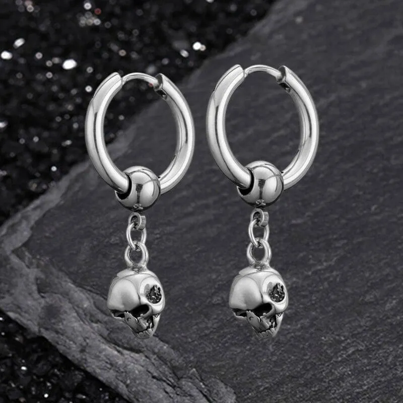 Gothic Skull Stainless Steel Hoop Earrings sold by GTHIC