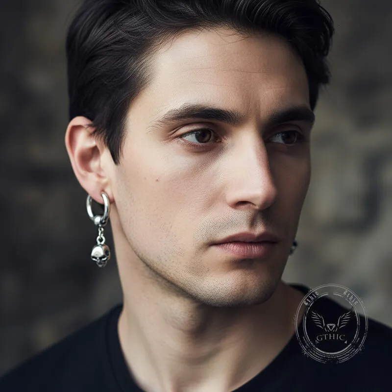 Gothic Skull Stainless Steel Hoop Earrings sold by GTHIC product image thumbnail 2