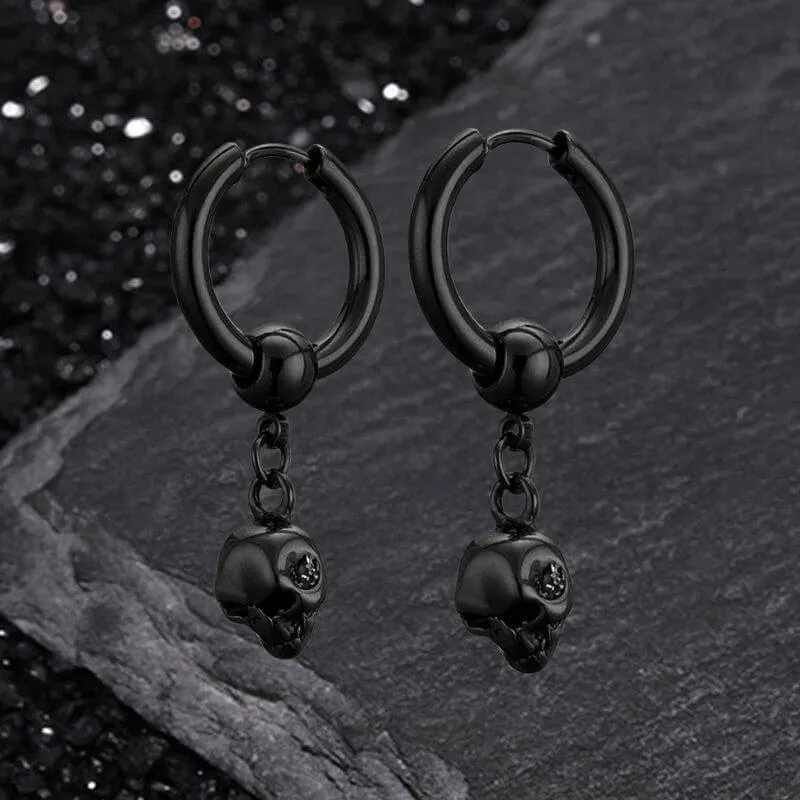 Gothic Skull Stainless Steel Hoop Earrings sold by GTHIC product image thumbnail 3