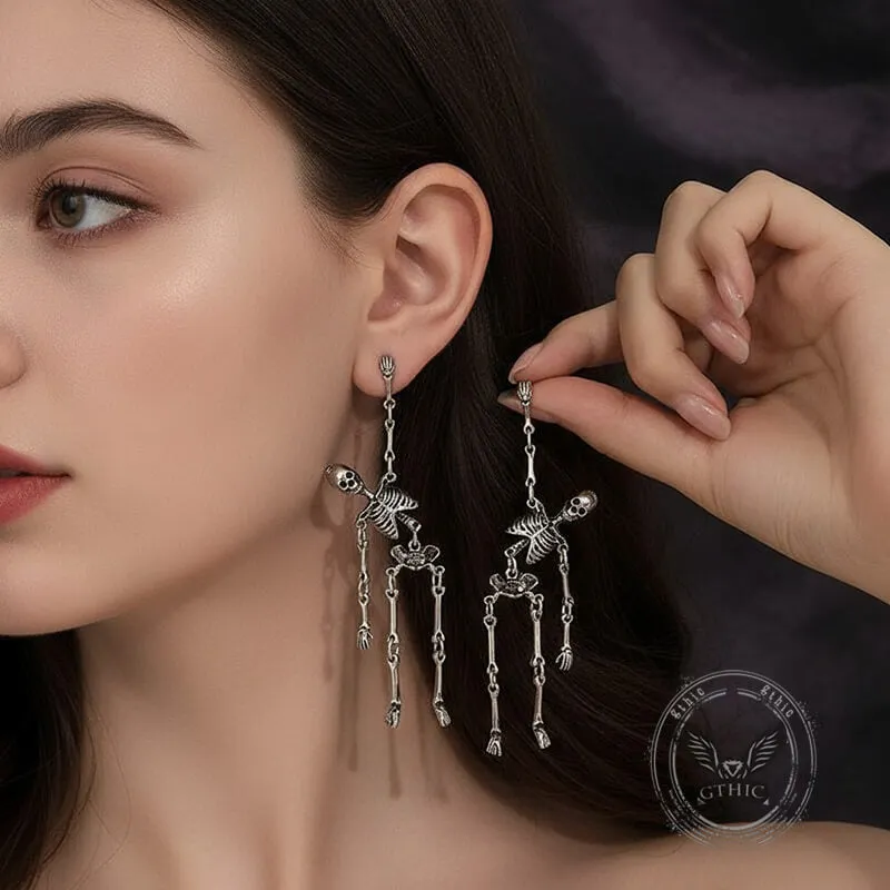 Gothic Skeleton Punk Exaggerated Alloy Drop Earrings sold by GTHIC