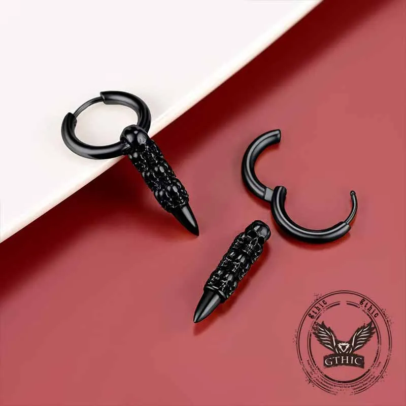 Vintage Stacked Skull Bullet Stainless Steel Earrings sold by GTHIC product image thumbnail 4
