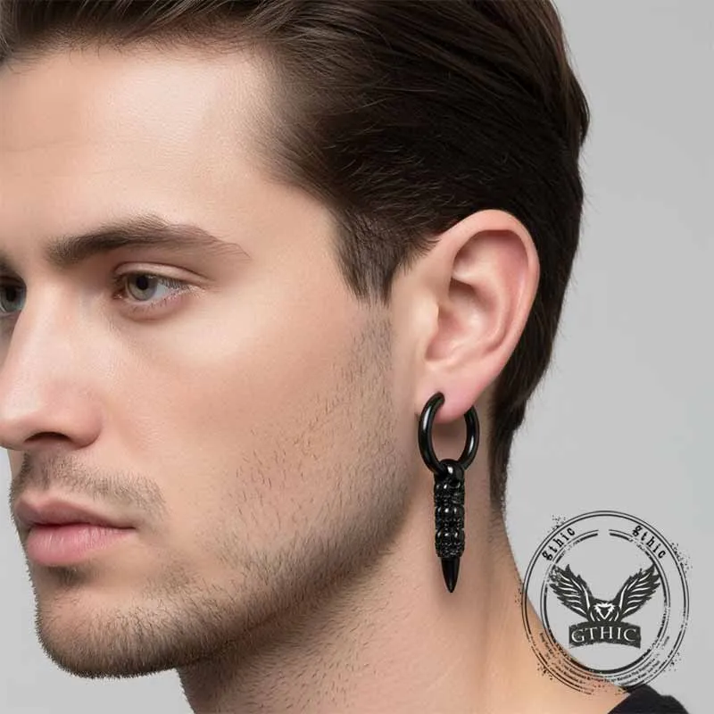 Vintage Stacked Skull Bullet Stainless Steel Earrings sold by GTHIC product image thumbnail 2