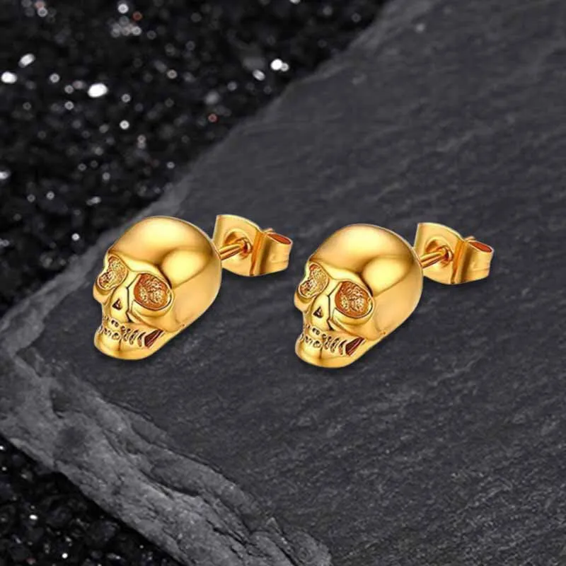 Punk Skull Head Stainless Steel Stud Earrings sold by GTHIC product image thumbnail 5