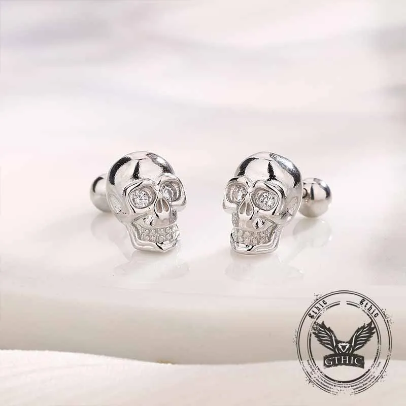 Punk Skull Head Stainless Steel Stud Earrings sold by GTHIC product image thumbnail 3
