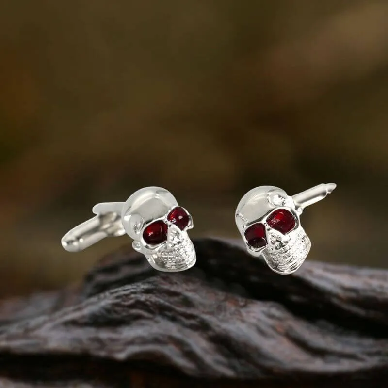 Gothic Red Gem Eye Skull Copper Cufflinks made by GTHIC