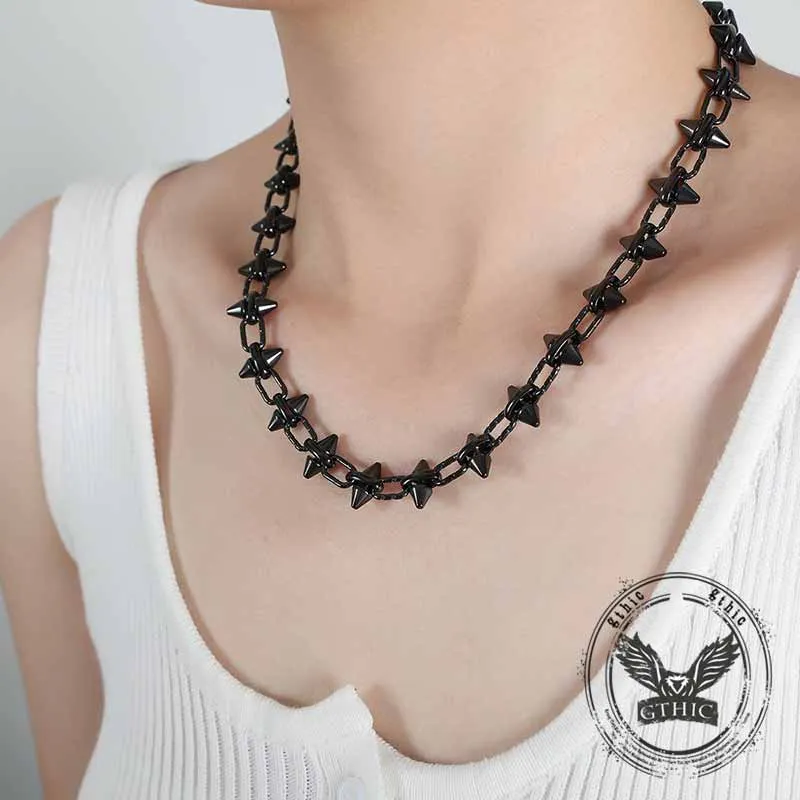 Simple Rhombus Stitching Stainless Steel Necklace sold by GTHIC product image thumbnail 3