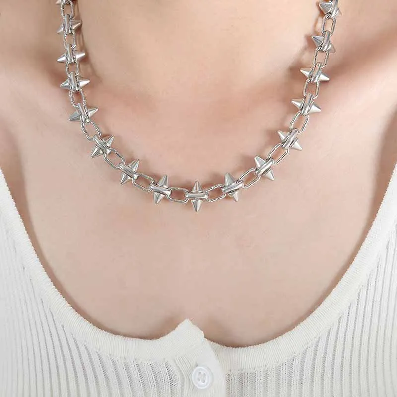 Simple Rhombus Stitching Stainless Steel Necklace sold by GTHIC product image thumbnail 2