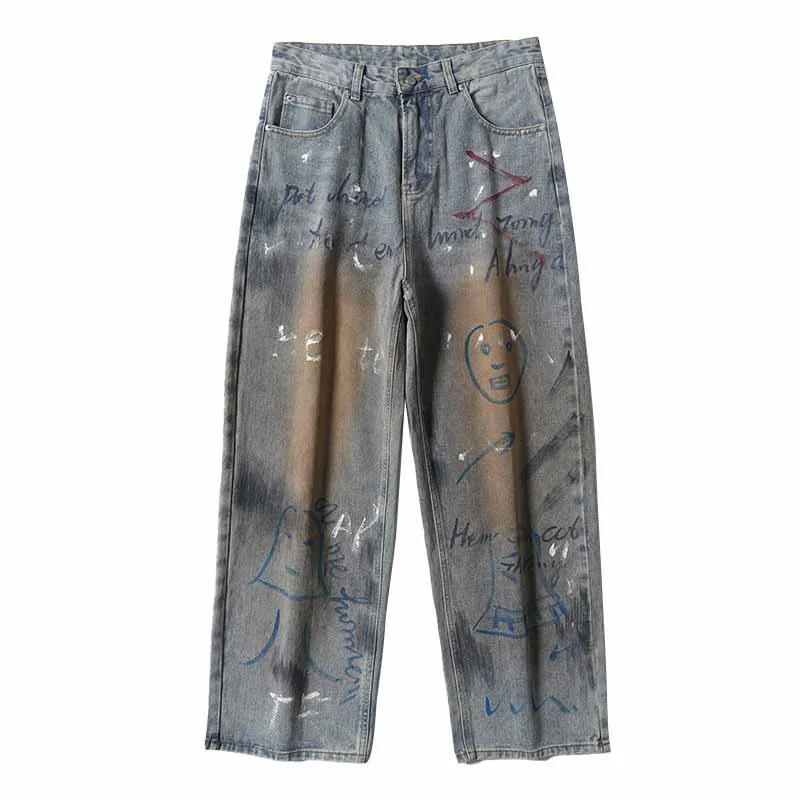 Retro High Street Letter Graffiti Design Baggy Jeans sold by GTHIC product image thumbnail 4