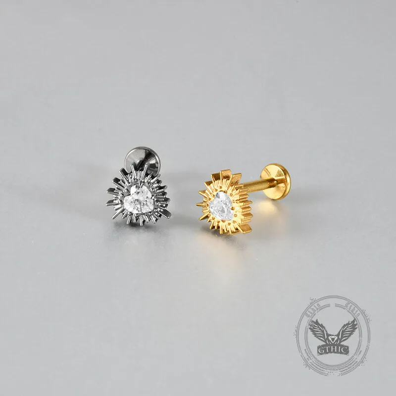 Gear Gem Heart Titanium Alloy Ear Bone Studs Lip Piercing made by GTHIC