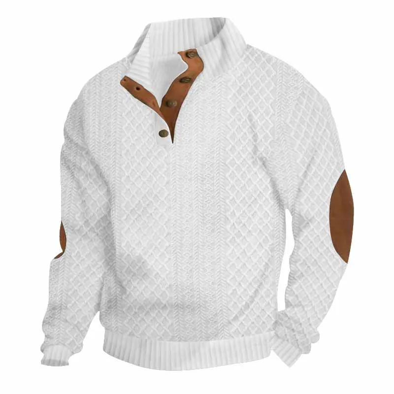 Casual Jacquard-Design Stand Collar Knit Sweatshirt sold by GTHIC
