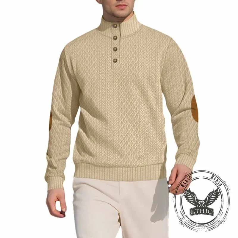 Casual Jacquard-Design Stand Collar Knit Sweatshirt sold by GTHIC product image thumbnail 2