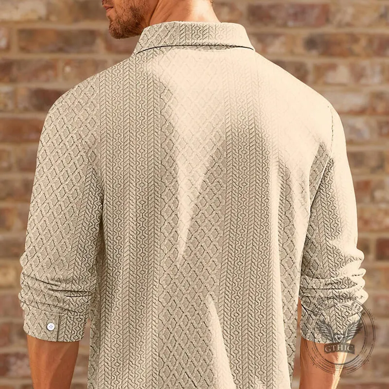 Casual Woven Single-Breasted Lapel Long-Sleeved Shirt sold by GTHIC product image thumbnail 3