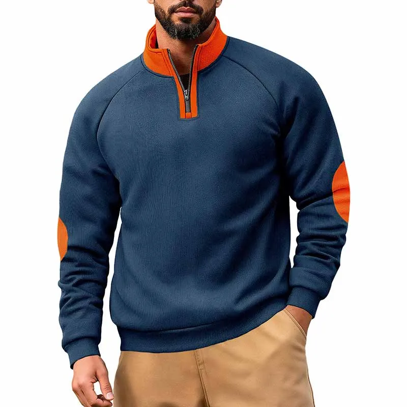 Fashion Colorblock Half-Zip Stand Collar Sweatshirt sold by GTHIC product image thumbnail 5