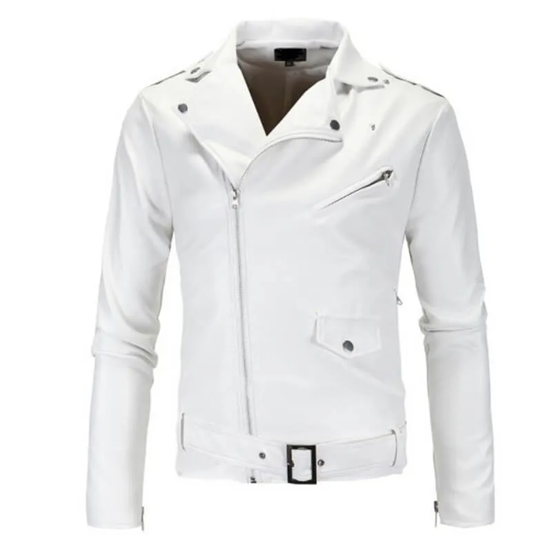 Punk Lapel Diagonal Zipper PU Leather Motorcycle Jacket sold by GTHIC product image thumbnail 5