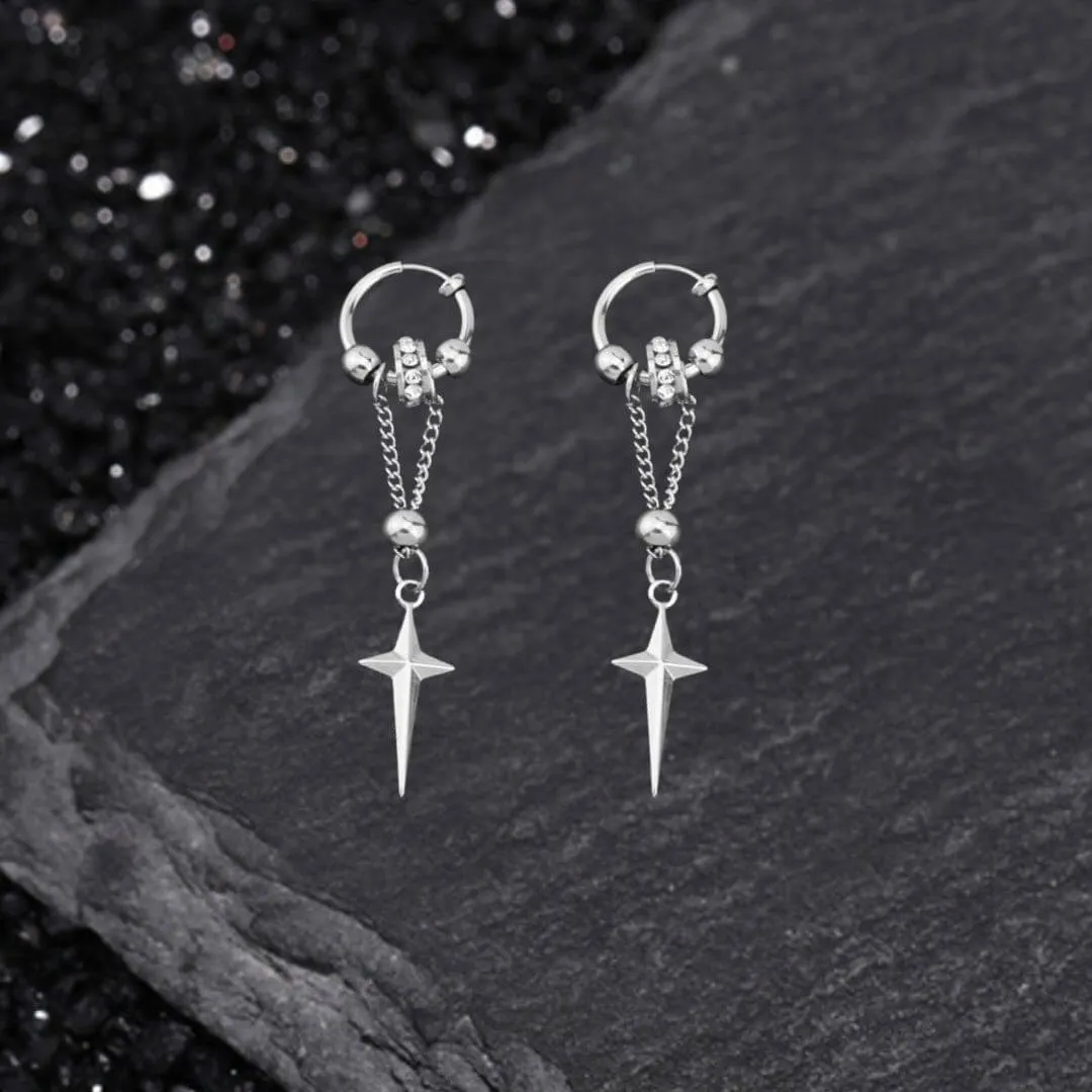 Gothic Star Tassel Chain Stainless Steel Drop Earrings sold by GTHIC product image thumbnail 3