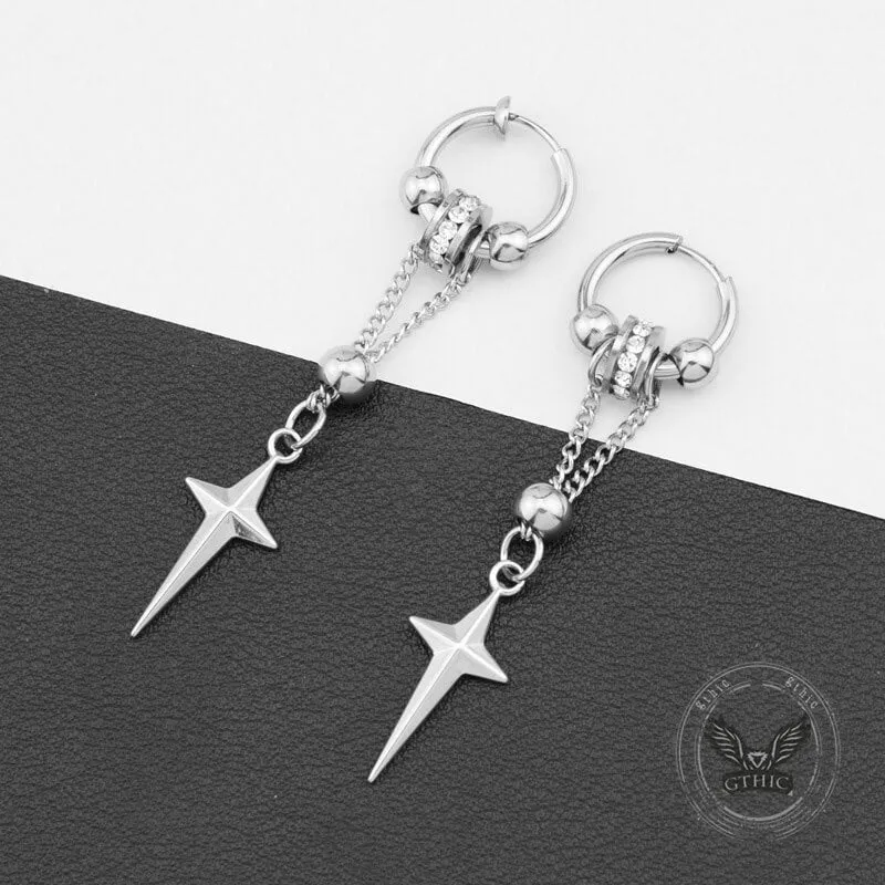 Gothic Star Tassel Chain Stainless Steel Drop Earrings sold by GTHIC product image thumbnail 4