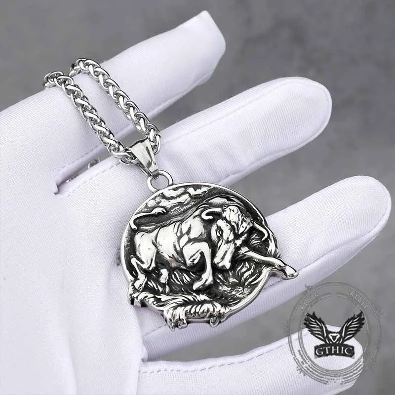 Punk Bull Charging Stainless Steel Animal Pendant sold by GTHIC product image thumbnail 3