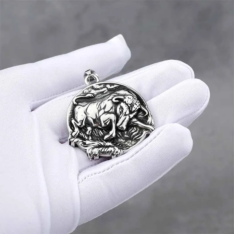 Punk Bull Charging Stainless Steel Animal Pendant sold by GTHIC product image thumbnail 4
