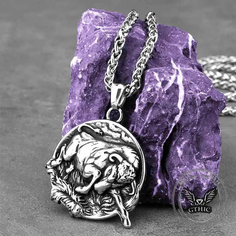 Punk Bull Charging Stainless Steel Animal Pendant sold by GTHIC