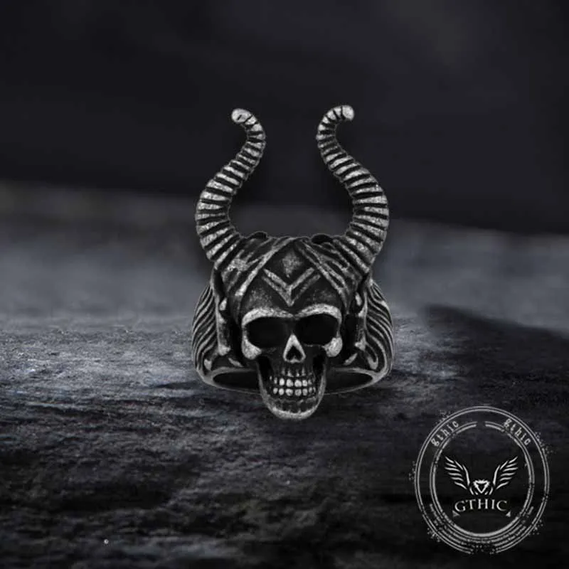 Vintage Satan Horn Stainless Steel Skull Ring sold by GTHIC product image thumbnail 4
