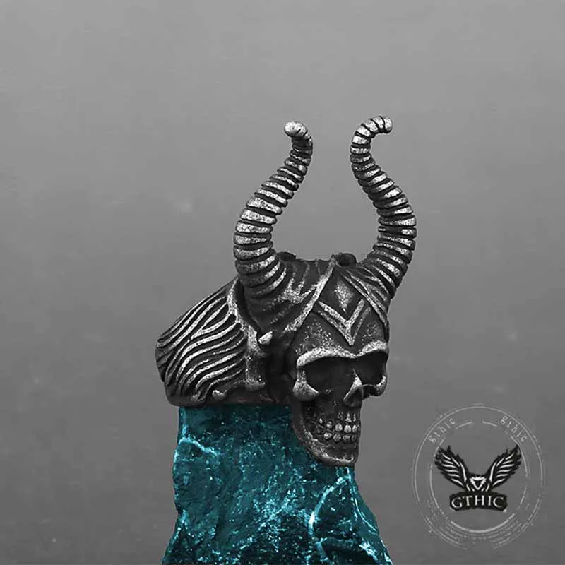 Vintage Satan Horn Stainless Steel Skull Ring sold by GTHIC