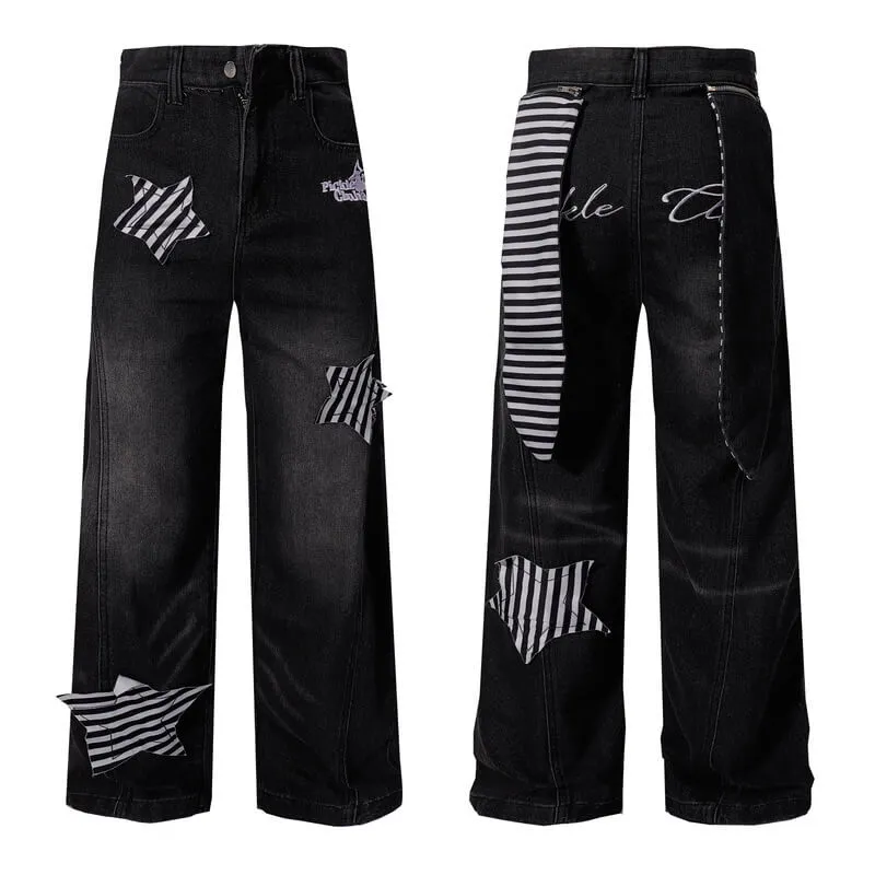 American Vintage Striped Star Embroidered Jeans sold by GTHIC