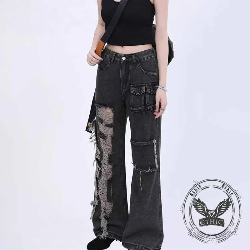 Hip-Hop American High Street Ripped Beggar Jeans sold by GTHIC product image thumbnail 3