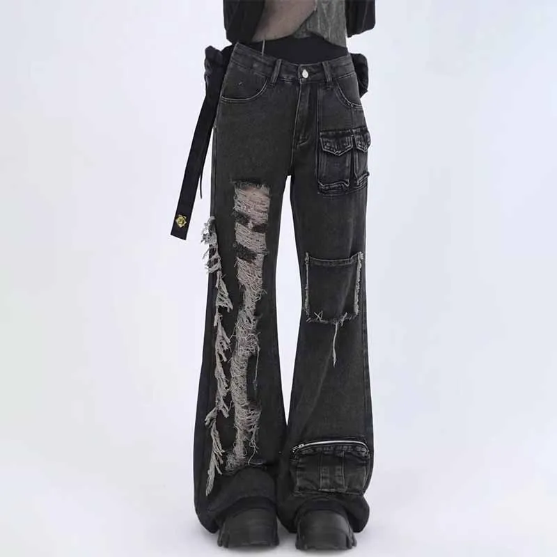 Hip-Hop American High Street Ripped Beggar Jeans sold by GTHIC product image thumbnail 4