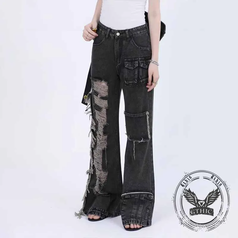 Hip-Hop American High Street Ripped Beggar Jeans sold by GTHIC product image thumbnail 5