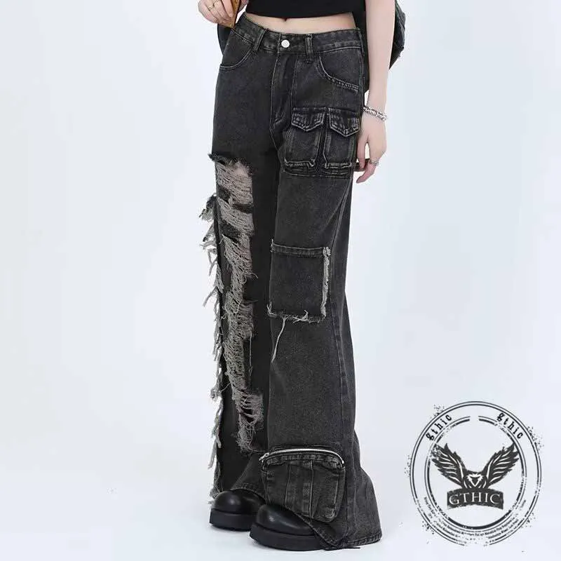 Hip-Hop American High Street Ripped Beggar Jeans sold by GTHIC product image thumbnail 2