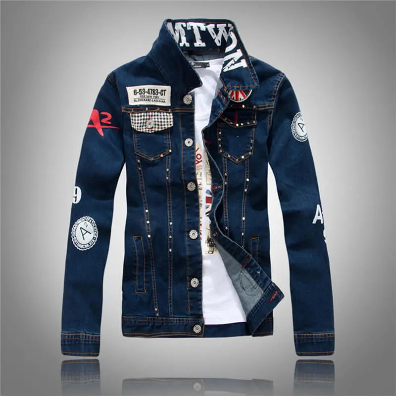 Punk Rivet Washed Denim Jacket Biker Coat sold by GTHIC