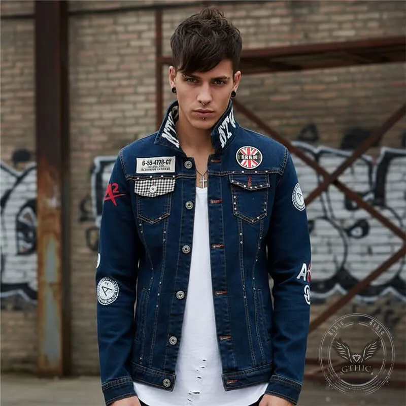 Punk Rivet Washed Denim Jacket Biker Coat sold by GTHIC product image thumbnail 2