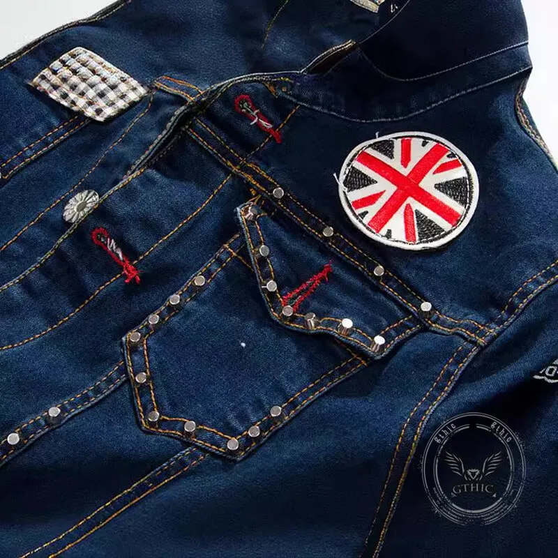 Punk Rivet Washed Denim Jacket Biker Coat sold by GTHIC product image thumbnail 4
